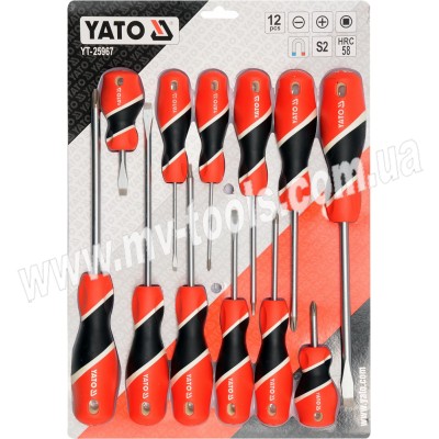 Набір викруток Yato 12 штук SL+PH, S2